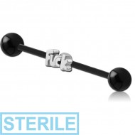 STERILE BIOFLEX INDUSTRIAL BARBELL ADJUSTABLE SLIDING CHARM WITH UV ACRYLIC BALLS PIERCING