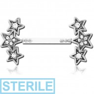 STERILE BIOFLEX PUSH FIT JEWELLED NIPPLE BARBELL PIERCING