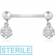 STERILE BIOFLEX PUSH FIT JEWELLED NIPPLE BARBELL PIERCING