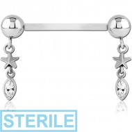 STERILE BIOFLEX PUSH FIT JEWELLED NIPPLE BARBELL PIERCING