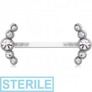 STERILE BIOFLEX PUSH FIT JEWELLED NIPPLE BARBELL - TEN STONES