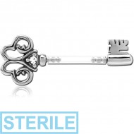 STERILE BIOFLEX PUSH FIT JEWELLED NIPPLE BARBELL - KEY PIERCING