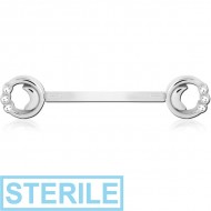 STERILE BIOFLEX PUSH FIT JEWELLED NIPPLE BARBELL PIERCING