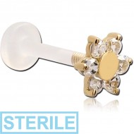 STERILE BIOFLEX INTERNAL LABRET WITH 18K GOLD JEWELLED ATTACHMENT