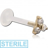 STERILE BIOFLEX INTERNAL LABRET WITH 18K GOLD JEWELLED ATTACHMENT