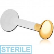 STERILE BIOFLEX INTERNAL LABRET WITH GOLD PVD COATED SURGICAL STEEL DISC
