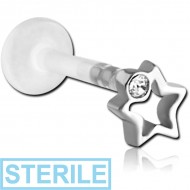 STERILE BIOFLEX INTERNAL LABRET WITH JEWELLED SURGICAL STEEL ATTACHMENT PIERCING