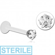 STERILE BIOFLEX INTERNAL LABRET WITH JEWELLED SURGICAL STEEL ATTACHMENT PIERCING