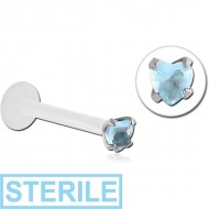 STERILE BIOFLEX INTERNAL LABRET WITH JEWELLED SURGICAL STEEL ATTACHMENT PIERCING