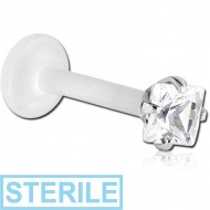 STERILE BIOFLEX INTERNAL LABRET WITH JEWELLED SURGICAL STEEL ATTACHMENT PIERCING