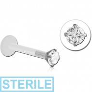 STERILE BIOFLEX INTERNAL LABRET WITH JEWELLED SURGICAL STEEL ATTACHMENT PIERCING