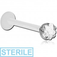 STERILE BIOFLEX INTERNAL LABRET WITH JEWELLED SURGICAL STEEL ATTACHMENT PIERCING