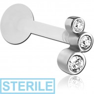 STERILE BIOFLEX INTERNAL LABRET WITH JEWELLED SURGICAL STEEL ATTACHMENT PIERCING