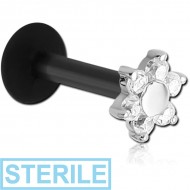 STERILE BIOFLEX INTERNAL LABRET WITH JEWELLED SURGICAL STEEL ATTACHMENT -TRIPLE JEWELLED