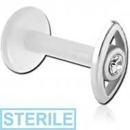 STERILE BIOFLEX INTERNAL LABRET WITH JEWELLED SURGICAL STEEL ATTACHMENT - EYE PIERCING