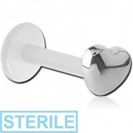 STERILE BIOFLEX INTERNAL LABRET WITH SURGICAL STEEL ATTACHMENT -HEART PIERCING