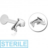 STERILE BIOFLEX INTERNAL LABRET WITH SURGICAL STEEL ATTACHMENT - DOLPHIN PIERCING