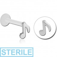 STERILE BIOFLEX INTERNAL LABRET WITH SURGICAL STEEL ATTACHMENT - MUSICAL NOTE PIERCING