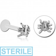 STERILE BIOFLEX INTERNAL LABRET WITH SURGICAL STEEL ATTACHMENT - SPIDER PIERCING