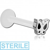 STERILE BIOFLEX INTERNAL LABRET WITH SURGICAL STEEL ATTACHMENT- BUTTERFLY PIERCING