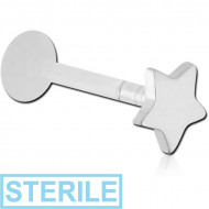 STERILE BIOFLEX INTERNAL LABRET WITH SILVER ATTACHMENT-STAR PIERCING