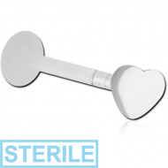 STERILE BIOFLEX INTERNAL LABRET WITH SILVER ATTACHMENT-HEART PIERCING