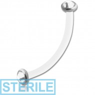 STERILE BIOFLEX INTERNAL CURVED MICRO BARBELL WITH SURGICAL STEEL PUSH FIT JEWELLED DISCS