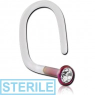 STERILE BIOFLEX INTERNAL CURVED NOSE STUDS WITH ANODISED STEEL JEWELLED DISC