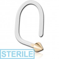 STERILE BIOFLEX INTERNAL CURVED NOSE STUD WITH 18K GOLD ATTACHMENT