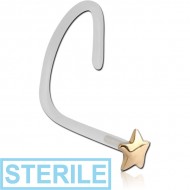 STERILE BIOFLEX INTERNAL CURVED NOSE STUD WITH 18K GOLD ATTACHMENT