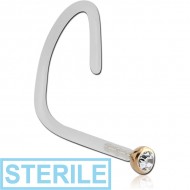 STERILE BIOFLEX INTERNAL CURVED NOSE STUD WITH 18K GOLD JEWELLED ATTACHMENT