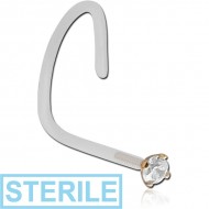 STERILE BIOFLEX INTERNAL CURVED NOSE STUD WITH 18K JEWELLED ATTACHMENT