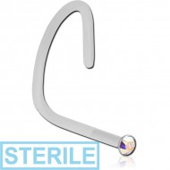 STERILE BIOFLEX INTERNAL CURVED NOSE STUD WITH JEWELLED BALL PIERCING