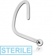 STERILE BIOFLEX INTERNAL CURVED NOSE STUD WITH 18K WHITE GOLD ATTACHMENT