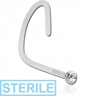 STERILE BIOFLEX INTERNAL CURVED NOSE STUD WITH 18K WHITE GOLD JEWELLED ATTACHMENT
