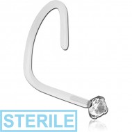 STERILE BIOFLEX INTERNAL CURVED NOSE STUD WITH 18K WHITE GOLD PRONG SET JEWELLED ATTACHMENT