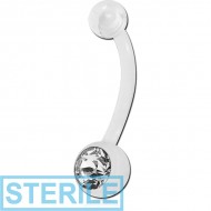 STERILE BIOFLEX JEWELLED NAVEL BANANA WITH UV ACRYLIC BALL PIERCING