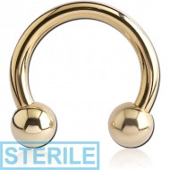 STERILE ZIRCON GOLD PVD COATED SURGICAL STEEL CIRCULAR BARBELL