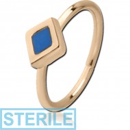 STERILE ZIRCON GOLD PVD COATED SURGICAL STEEL SEAMLESS RING WITH ENAMEL - RHOMBUS