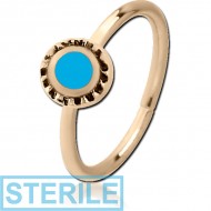 STERILE ZIRCON GOLD PVD COATED SURGICAL STEEL SEAMLESS RING WITH ENAMEL - CIRCLE