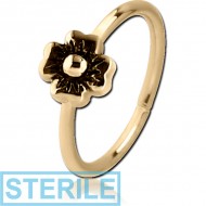 STERILE ZIRCON GOLD PVD COATED SURGICAL STEEL SEAMLESS RING - FLOWER