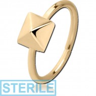 STERILE ZIRCON GOLD PVD COATED SURGICAL STEEL SEAMLESS RING - PYRAMID