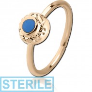 STERILE ZIRCON GOLD PVD COATED SURGICAL STEEL SEAMLESS RING WITH ENAMEL - CIRCLE