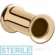 STERILE ZIRCON GOLD PVD COATED STAINLESS STEEL DOUBLE FLARED TUNNEL