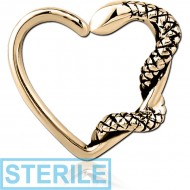 STERILE ZIRCON GOLD PVD COATED SURGICAL STEEL OPEN HEART SEAMLESS RING