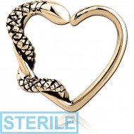 STERILE ZIRCON GOLD PVD COATED SURGICAL STEEL OPEN HEART SEAMLESS RING