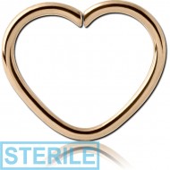 STERILE ZIRCON GOLD PVD COATED SURGICAL STEEL OPEN HEART SEAMLESS RING