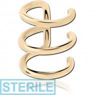 STERILE ZIRCON GOLD PVD COATED SURGICAL STEEL ILLUSION EAR CUFF