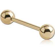ZIRCON GOLD PVD COATED SURGICAL STEEL INTERNALLY THREADED BARBELL PIERCING