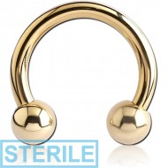 STERILE ZIRCON GOLD PVD COATED SURGICAL STEEL INTERNALLY THREADED CIRCULAR BARBELL